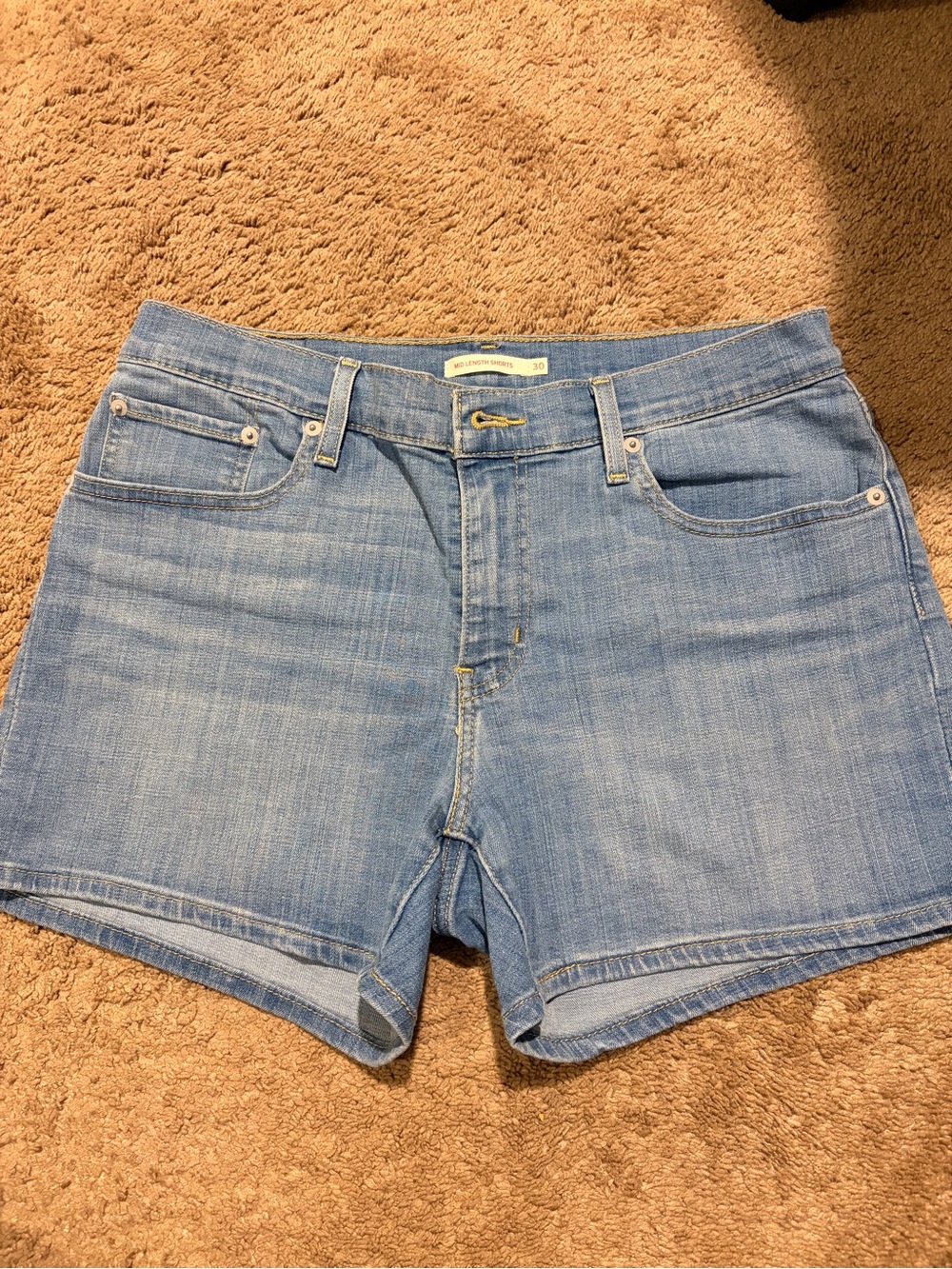 Light Blue Denim Jean Shorts for Women - Casual Mid-Rise